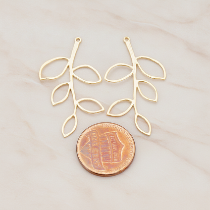 Large Twig Charm Pendant, 2 Pc on warm marble background (PD.505-02)