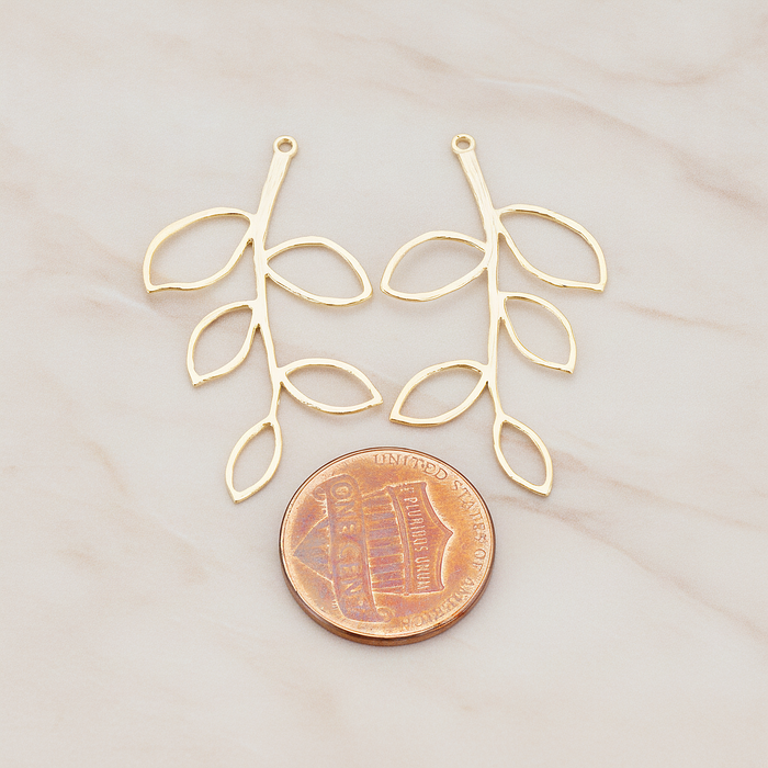 Large Twig Charm Pendant, 2 Pc on warm marble background (PD.505-02)