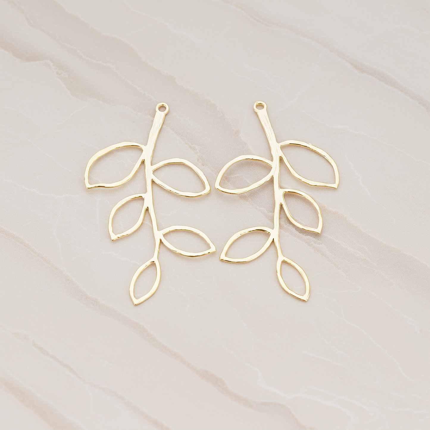 Large Twig Charm Pendant, 2 Pc on warm marble background (PD.505-02)