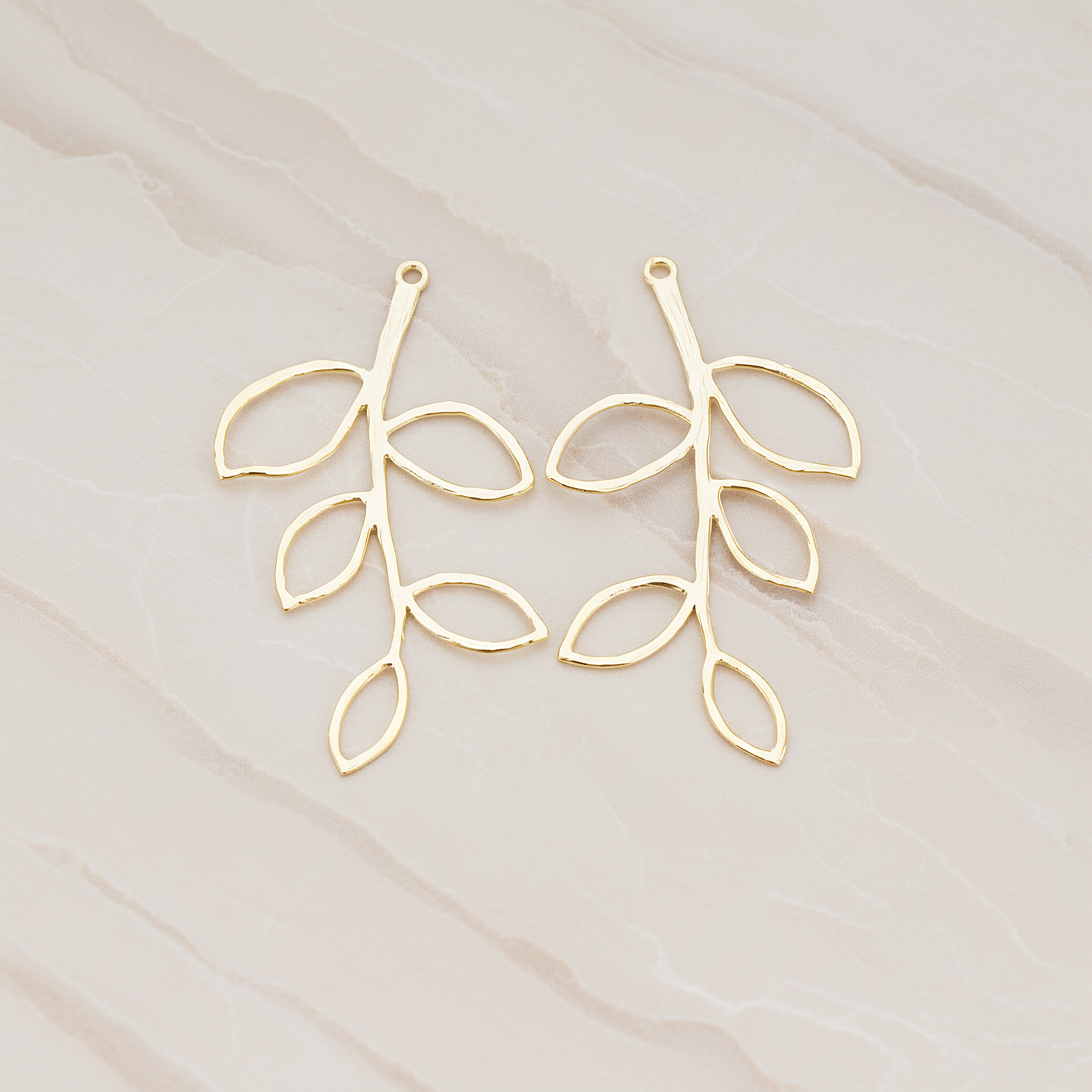 Large Twig Charm Pendant, 2 Pc on warm marble background (PD.505-02)