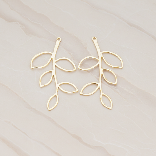Large Twig Charm Pendant, 2 Pc on warm marble background (PD.505-02)