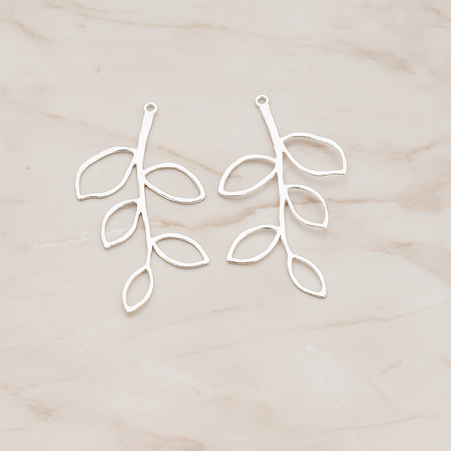 Large Twig Charm Pendant, 2 Pc on warm marble background (PD.505-02)