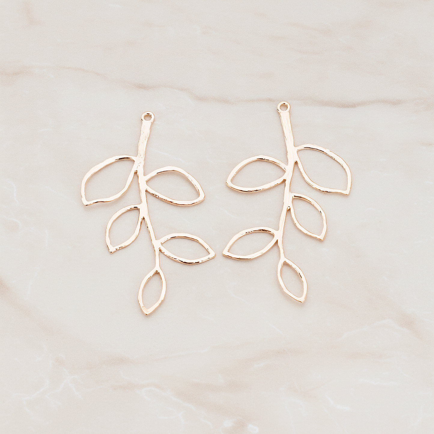 Large Twig Charm Pendant, 2 Pc on warm marble background (PD.505-02)