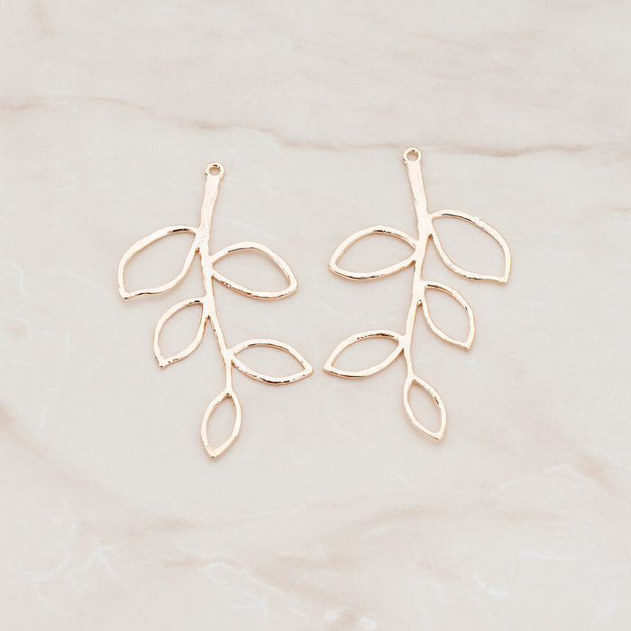 Large Twig Charm Pendant, 2 Pc on warm marble background (PD.505-02)