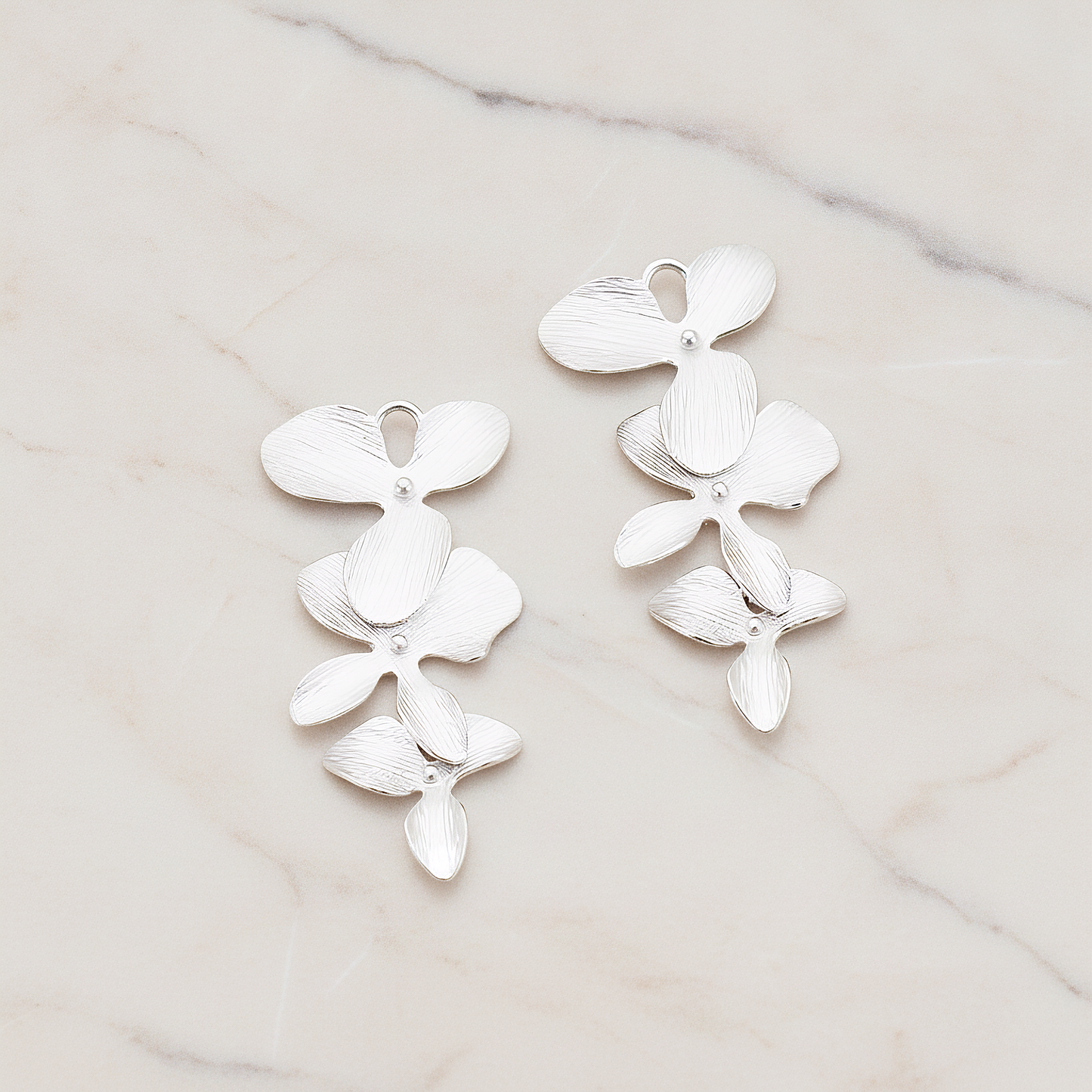 Triple Flower Pendant, 2 Pc on warm marble background (PD.507-01)