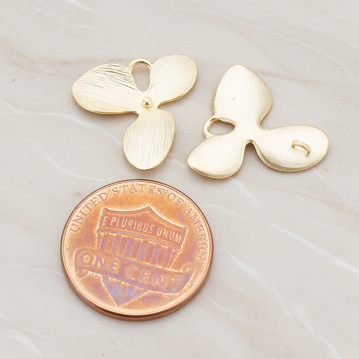 Three Petal Flower Pendant, 2 Pc on warm marble background (PD.507-02)