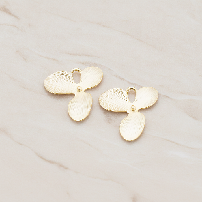 Three Petal Flower Pendant, 2 Pc on warm marble background (PD.507-02)