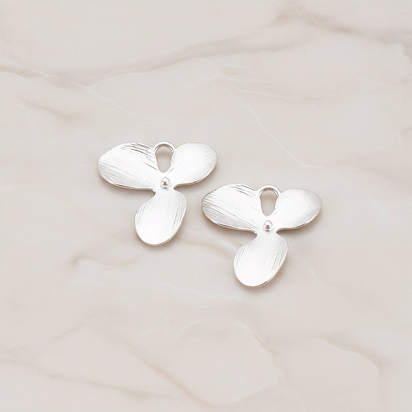 Three Petal Flower Pendant, 2 Pc on warm marble background (PD.507-02)