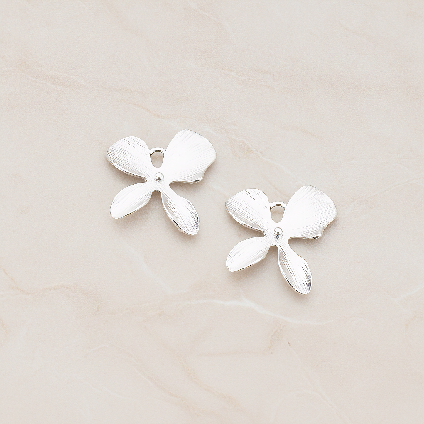 Four Petal Flower Pendant, 2 Pc on warm marble background (PD.507-03)