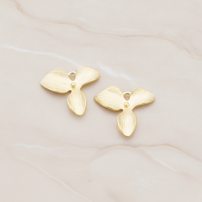 Small Three Petal Flower Pendant, 2 Pc on warm marble background (PD.507-04)