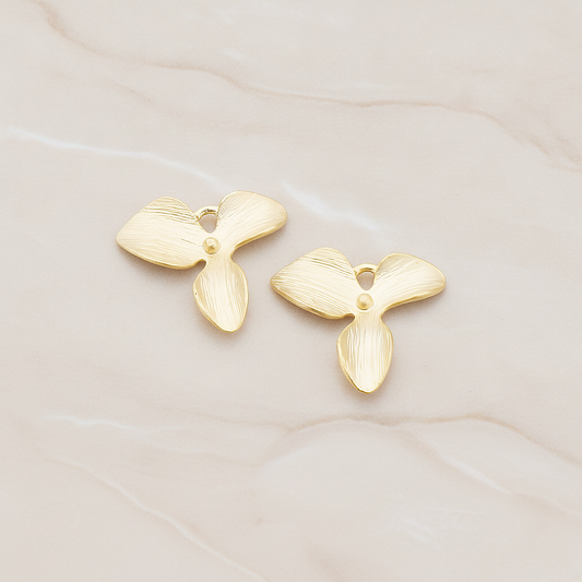 Small Three Petal Flower Pendant, 2 Pc on warm marble background (PD.507-04)