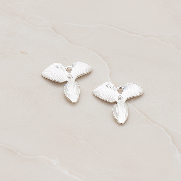 Small Three Petal Flower Pendant, 2 Pc on warm marble background (PD.507-04)