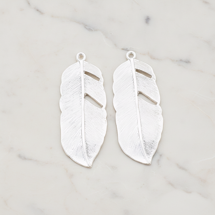 Feather Pendant, 2 Pc on warm marble background (PD.510)