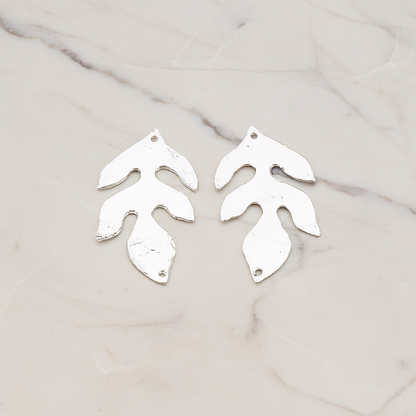 Textured Leaf Pendant, 2 Pc on warm marble background (PD.518)