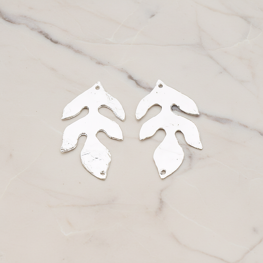 Textured Leaf Pendant, 2 Pc on warm marble background (PD.518)