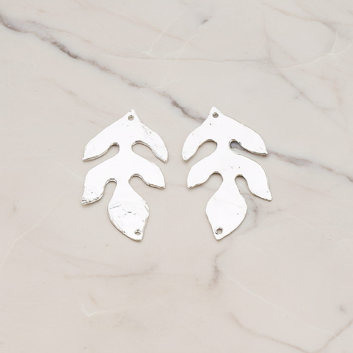 Textured Leaf Pendant, 2 Pc on warm marble background (PD.518)