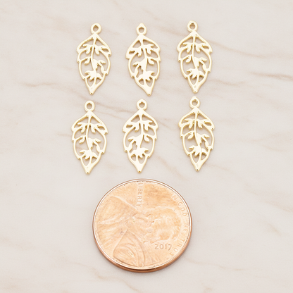 Unique Leaf Pendant, 4 Pc on warm marble background (PD.549)
