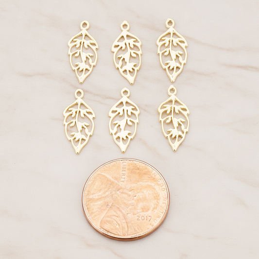 Unique Leaf Pendant, 4 Pc on warm marble background (PD.549)