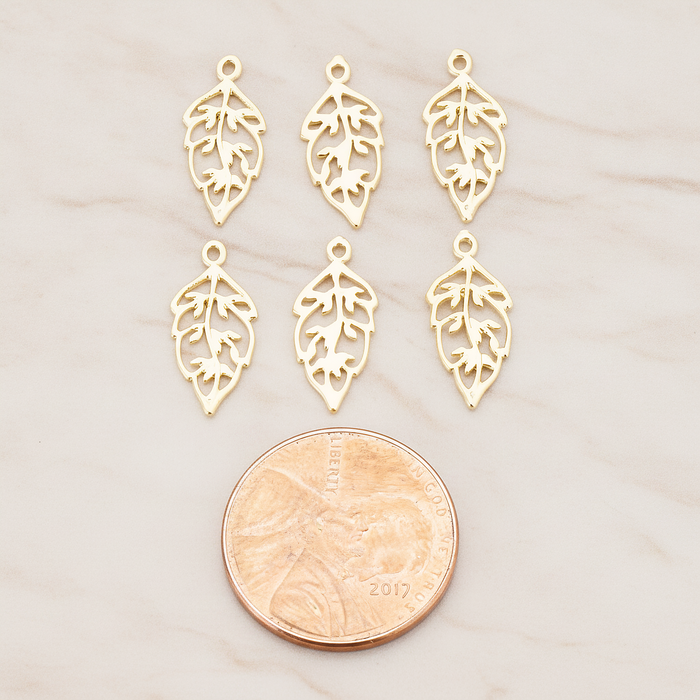 Unique Leaf Pendant, 4 Pc on warm marble background (PD.549)