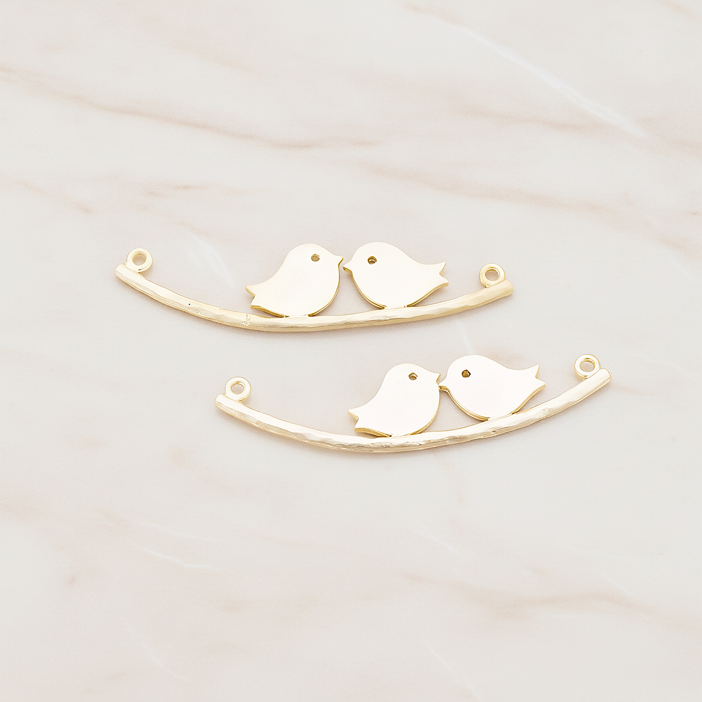 Bird on the Branch Original Pendant, 2 Pc on warm marble background (PD.555)