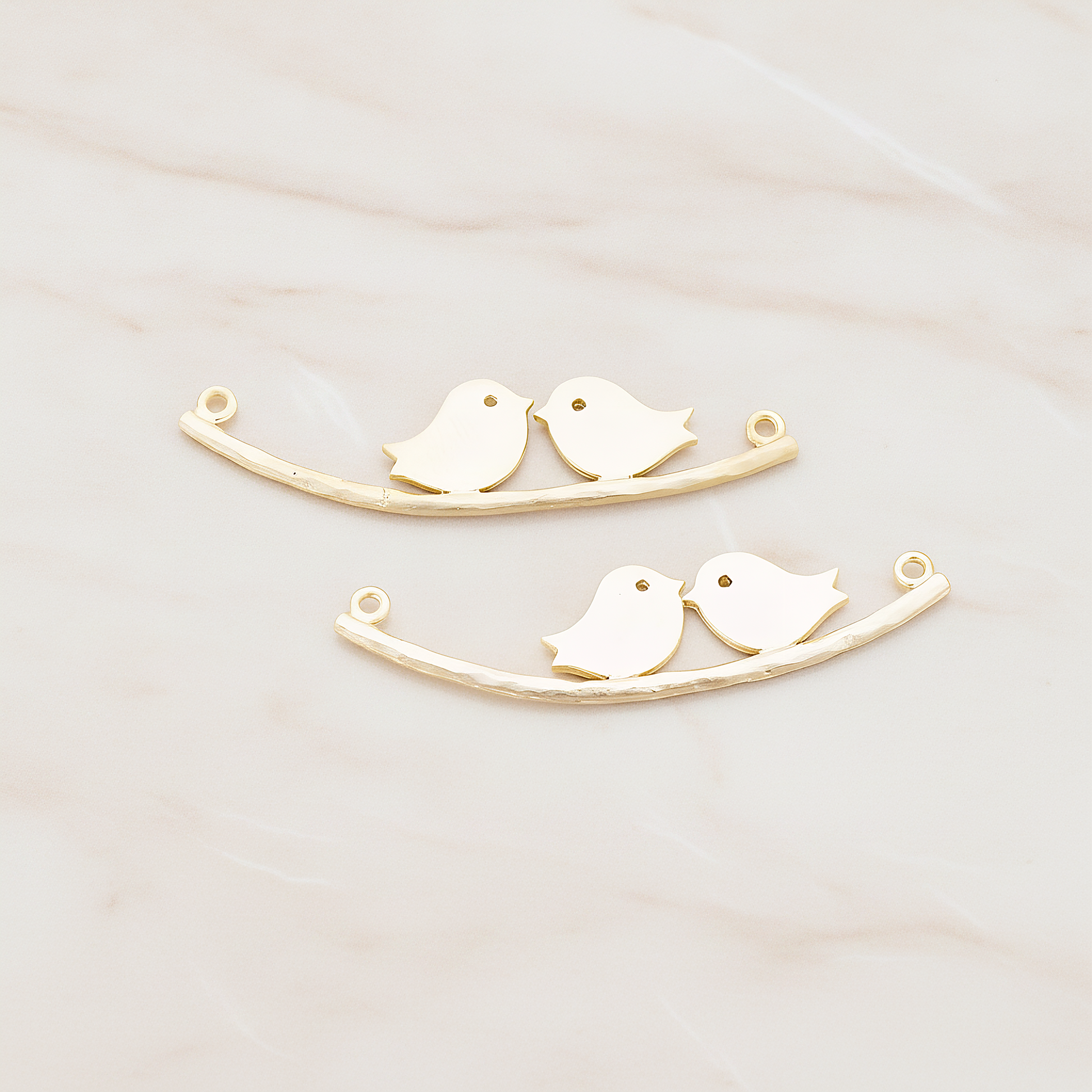 Bird on the Branch Original Pendant, 2 Pc on warm marble background (PD.555)