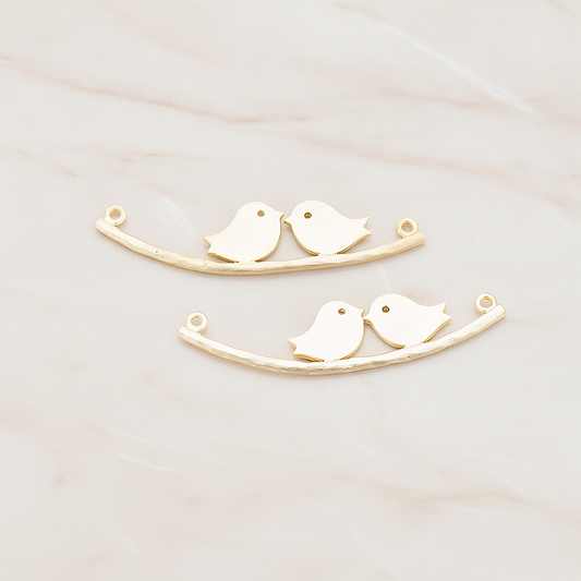 Bird on the Branch Original Pendant, 2 Pc on warm marble background (PD.555)