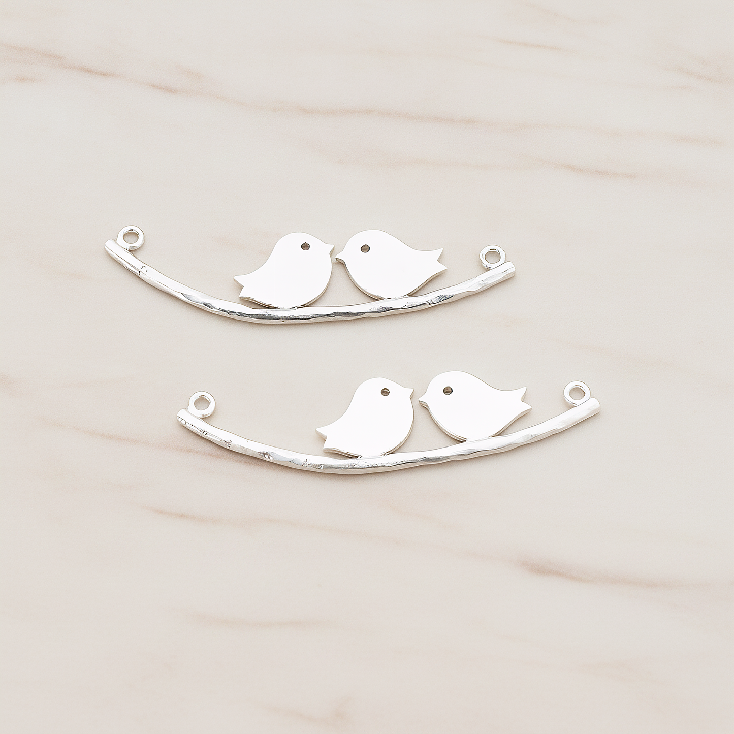Bird on the Branch Original Pendant, 2 Pc on warm marble background (PD.555)