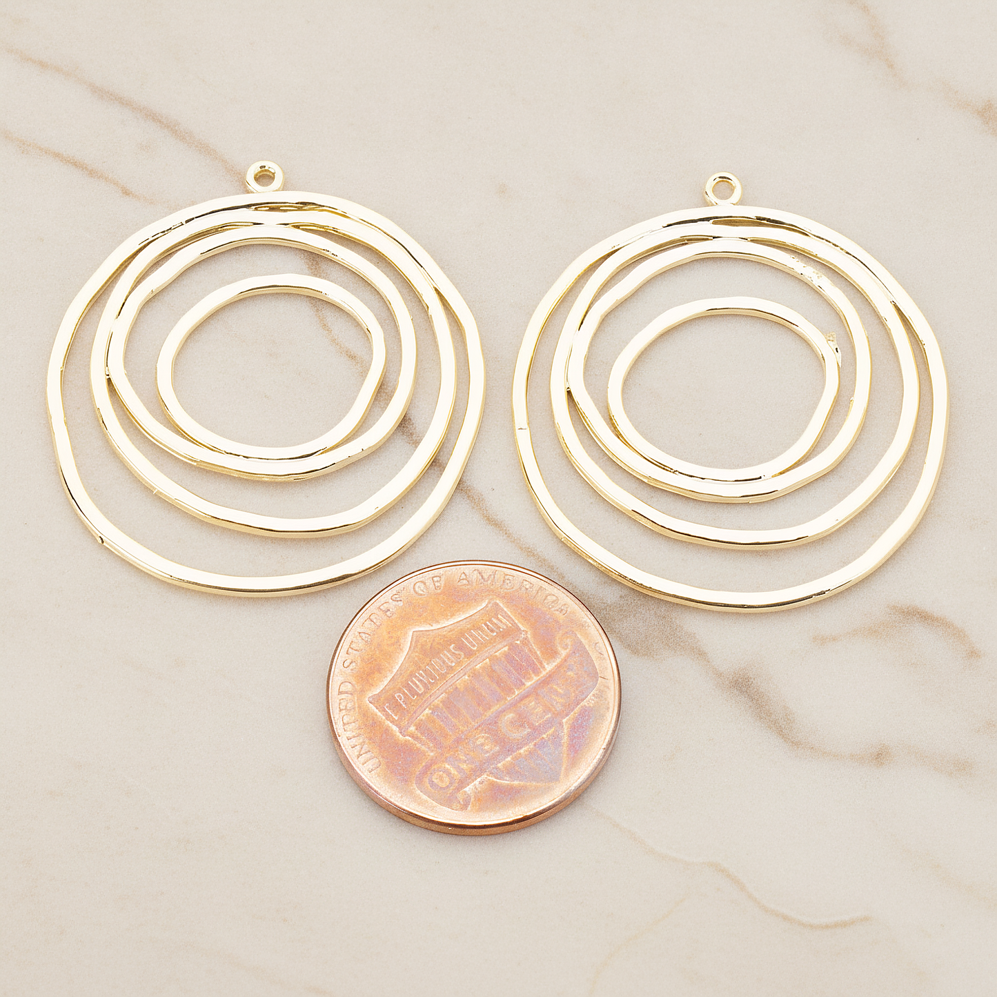 Round Circle Swirl Pendant, 2 Pc on warm marble background (PD.556)