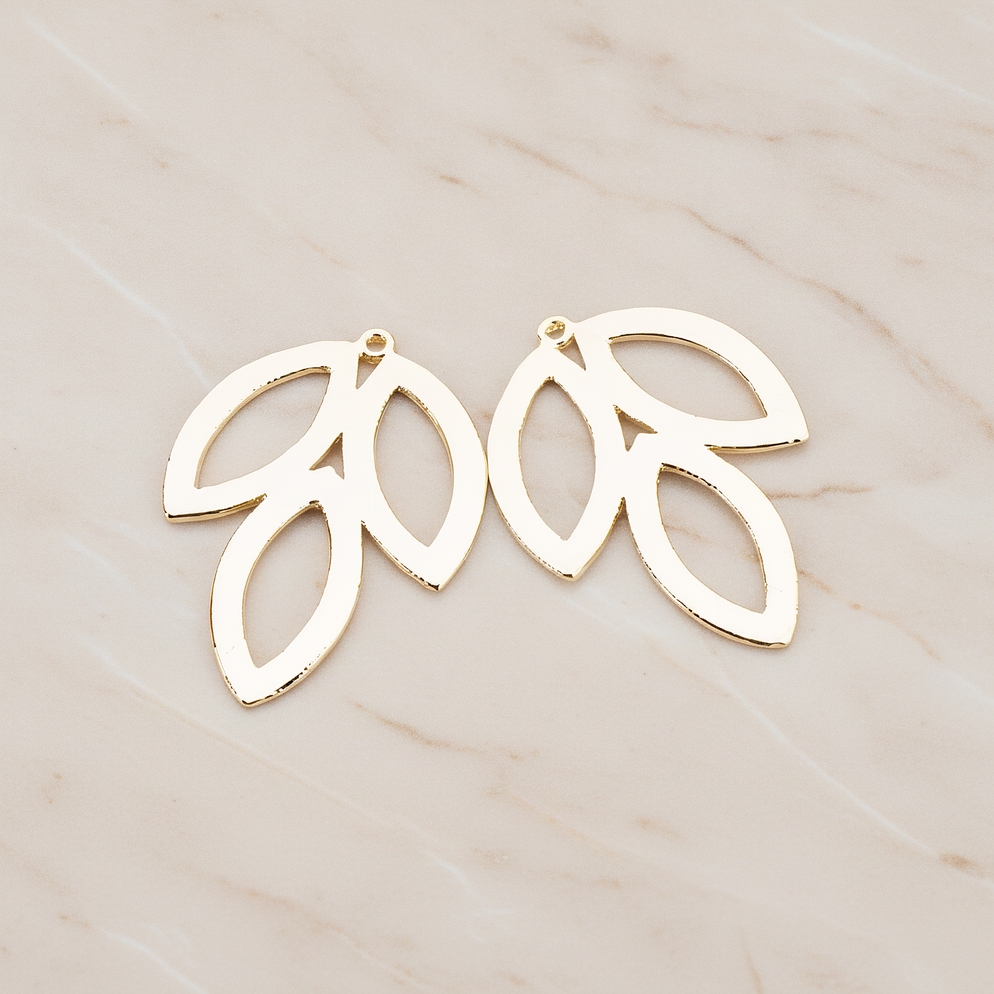 Triple Leaves Pendant, 2 Pc on warm marble background (PD.581)