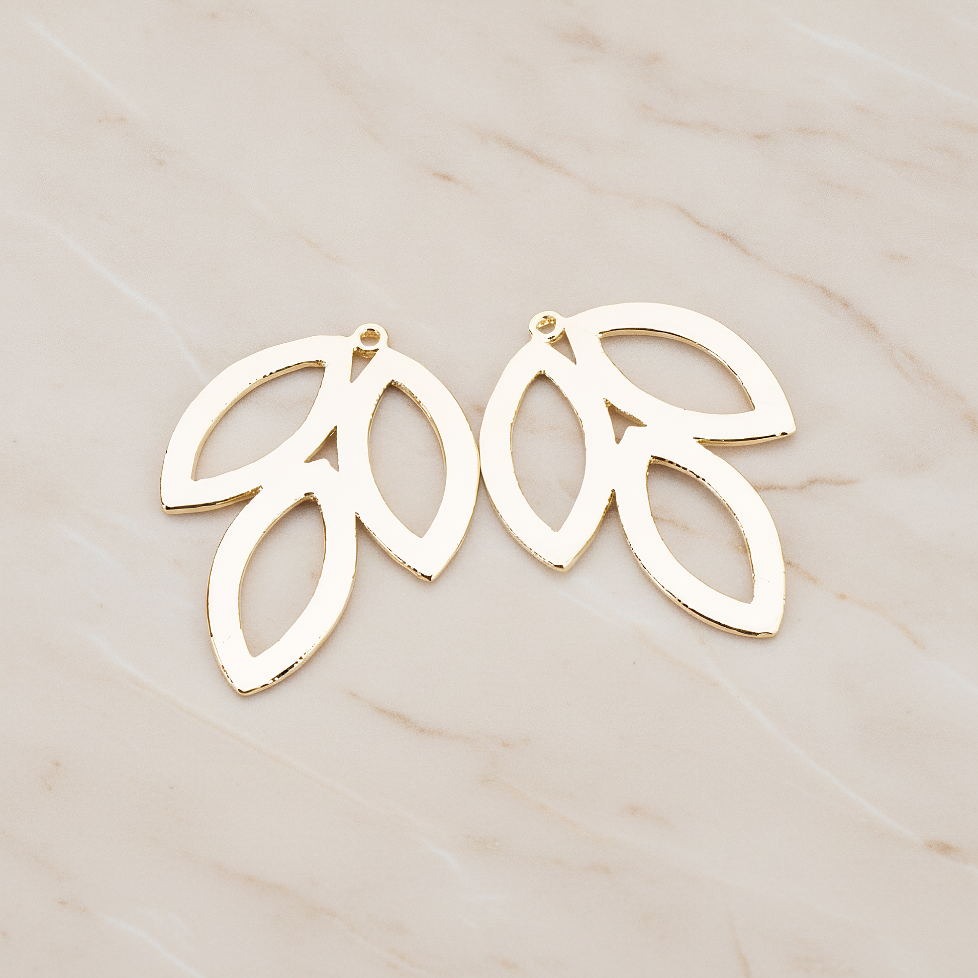 Triple Leaves Pendant, 2 Pc on warm marble background (PD.581)