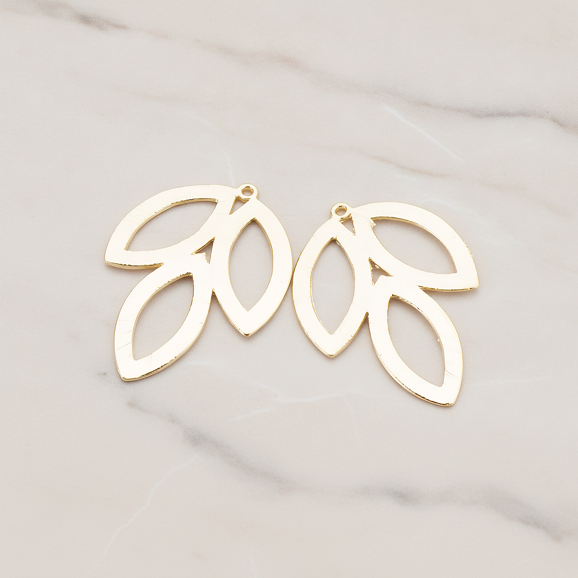 Triple Leaves Pendant, 2 Pc on warm marble background (PD.581)