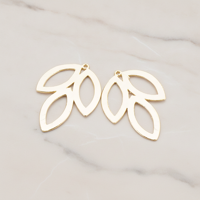 Triple Leaves Pendant, 2 Pc on warm marble background (PD.581)