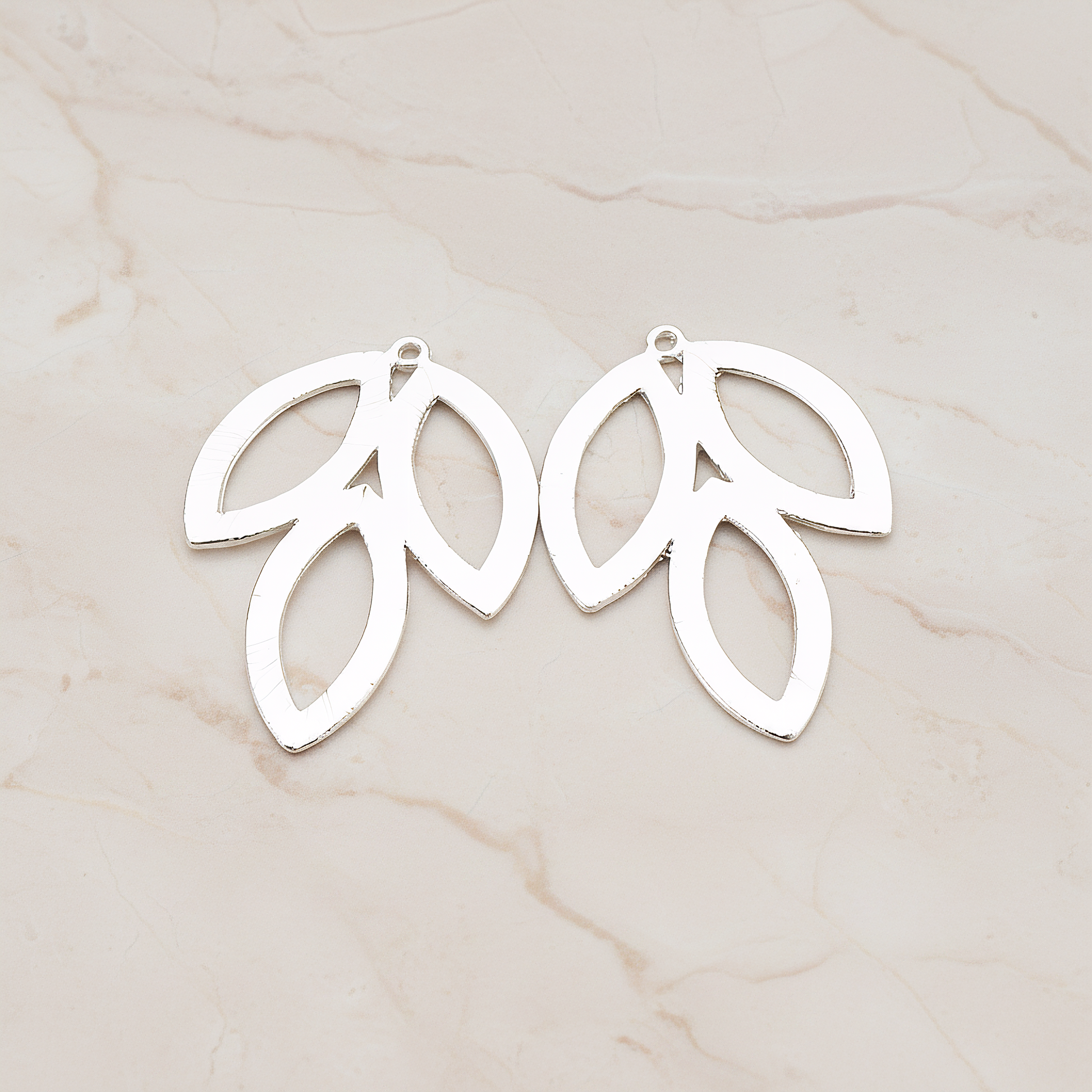 Triple Leaves Pendant, 2 Pc on warm marble background (PD.581)