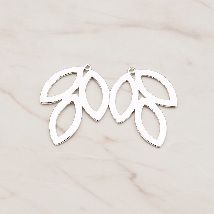 Triple Leaves Pendant, 2 Pc on warm marble background (PD.581)