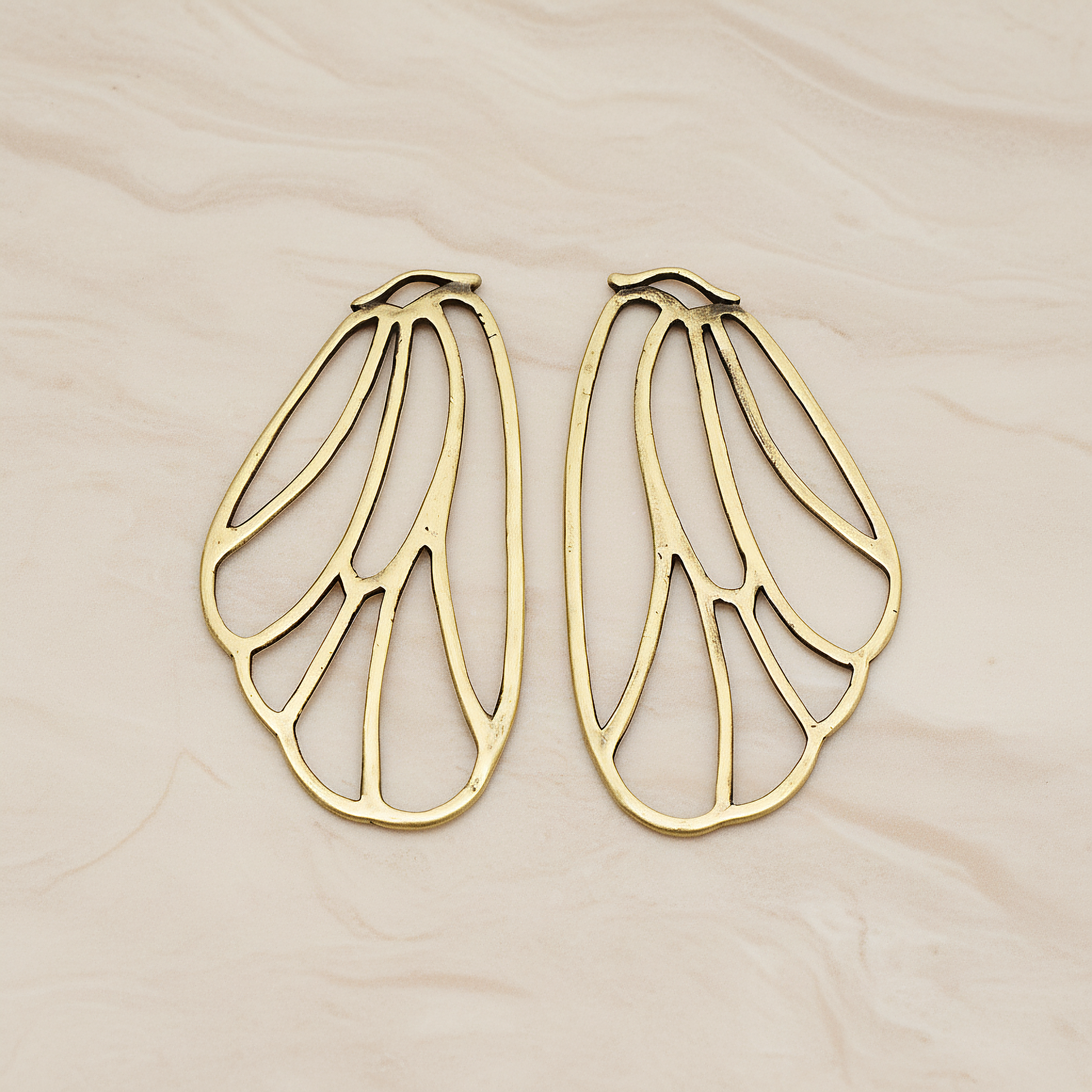Angel Wing Pendant, 2 Pc on warm marble background (PD.595)