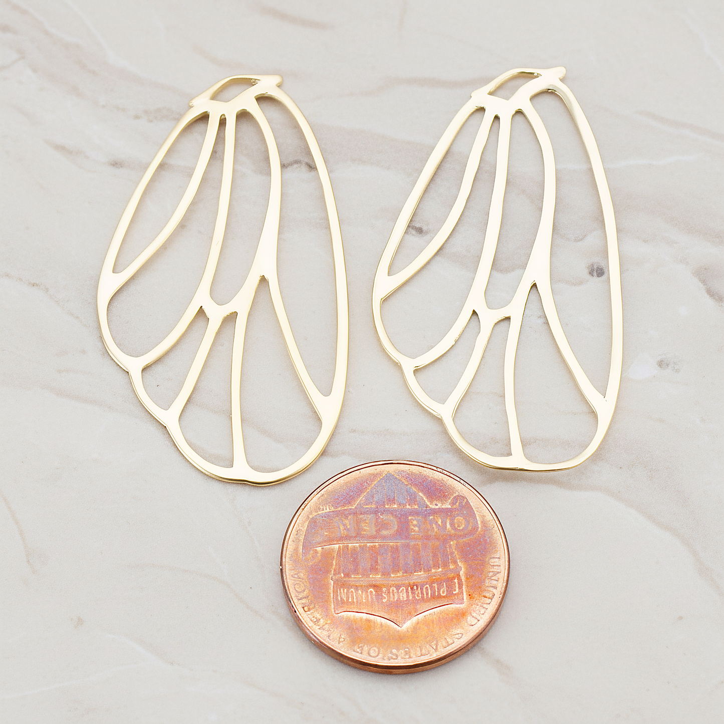 Angel Wing Pendant, 2 Pc on warm marble background (PD.595)