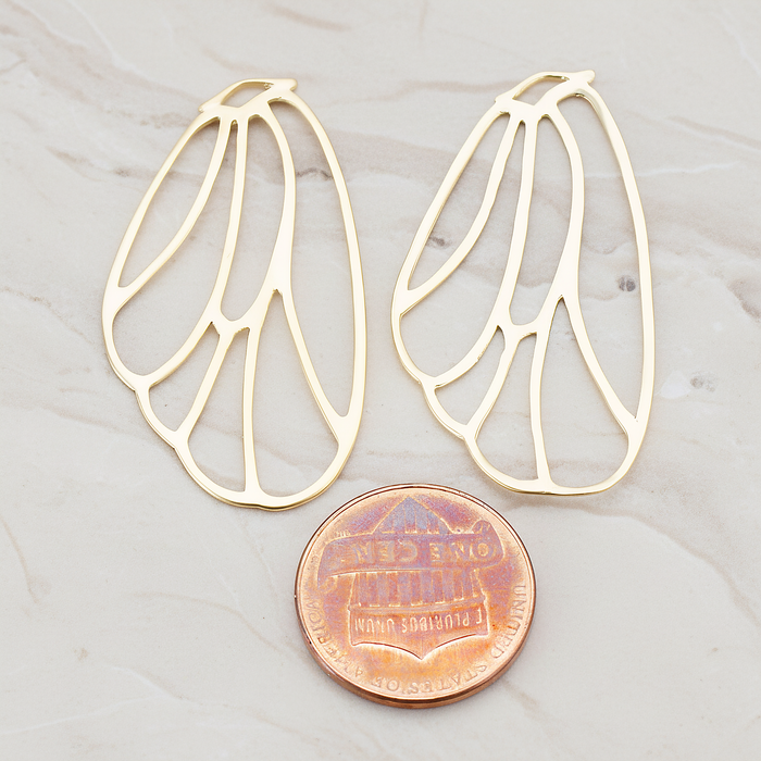 Angel Wing Pendant, 2 Pc on warm marble background (PD.595)