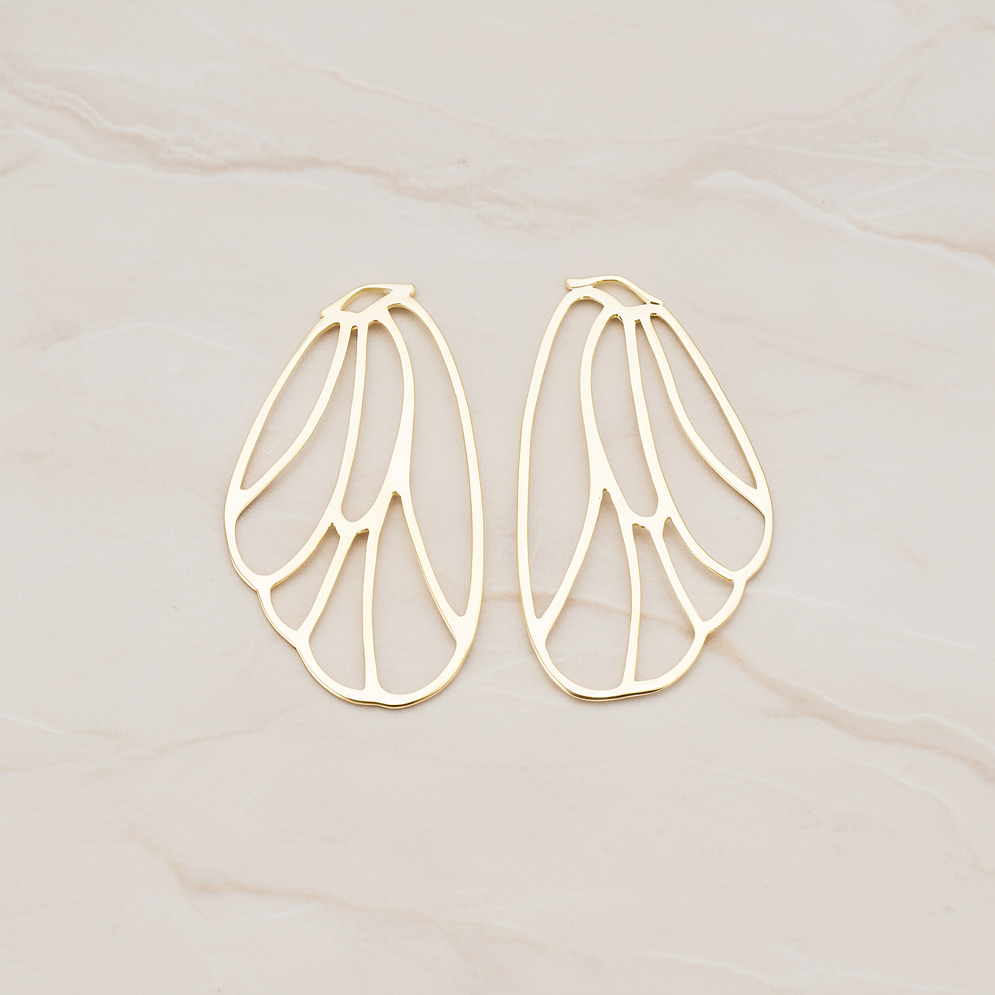 Angel Wing Pendant, 2 Pc on warm marble background (PD.595)