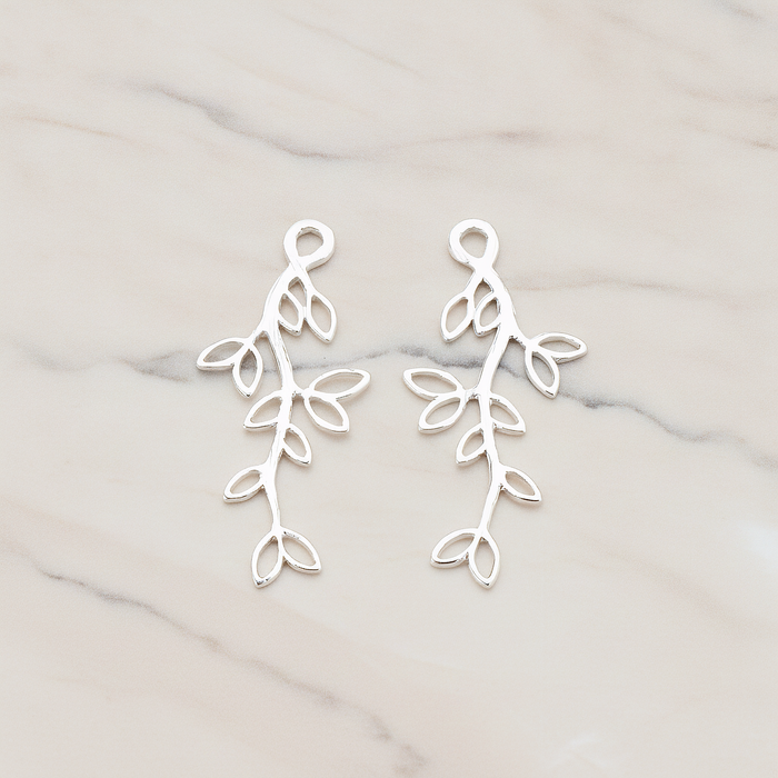 Small Leaf Branch Pendant, 2 Pc on warm marble background (PD.665-01)