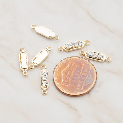 Mini Cubic Zirconia Bar Pendant, 6 Pc on warm marble background (PD.673-01)