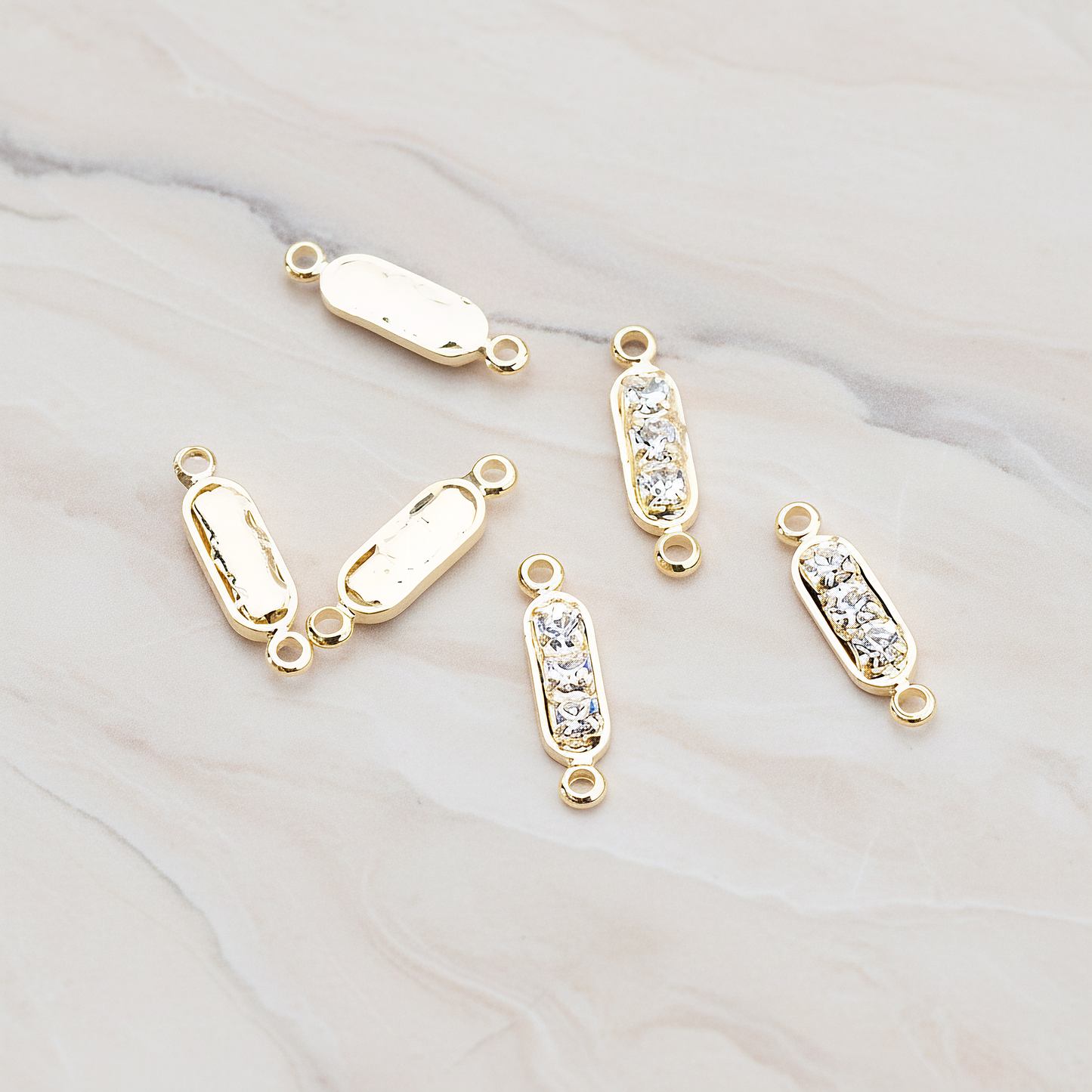 Mini Cubic Zirconia Bar Pendant, 6 Pc on warm marble background (PD.673-01)