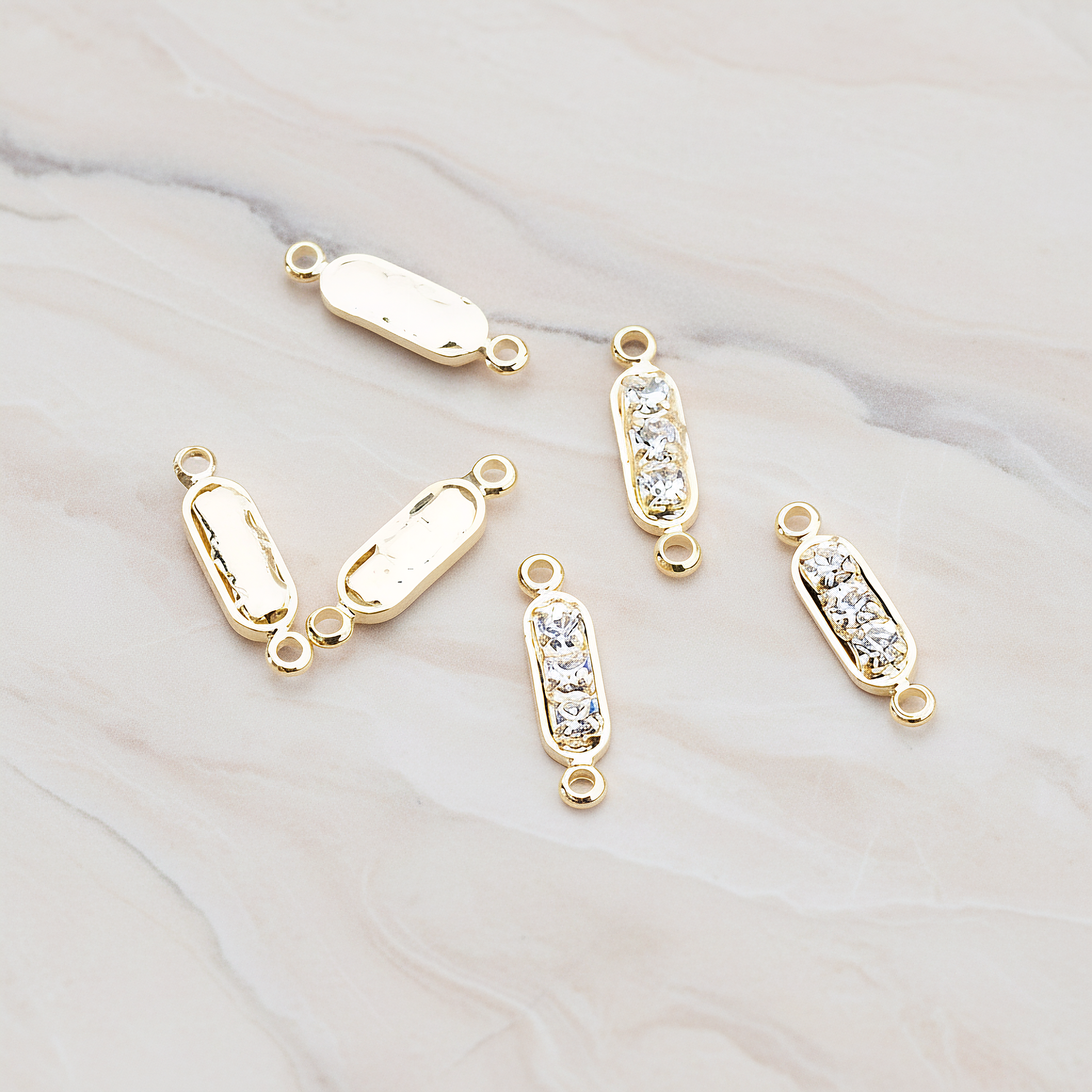Mini Cubic Zirconia Bar Pendant, 6 Pc on warm marble background (PD.673-01)