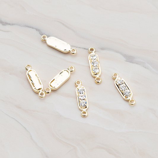 Mini Cubic Zirconia Bar Pendant, 6 Pc on warm marble background (PD.673-01)