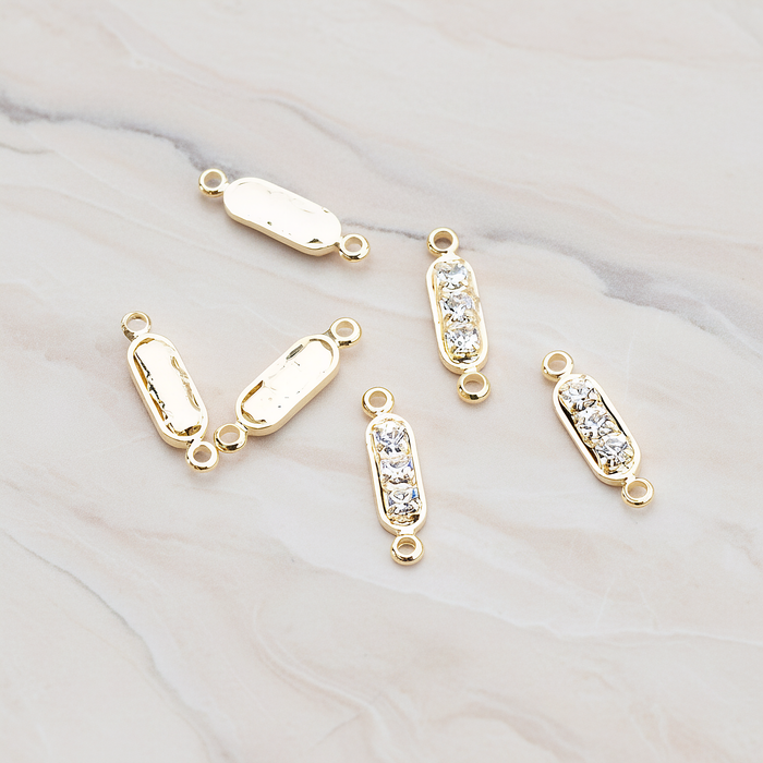 Mini Cubic Zirconia Bar Pendant, 6 Pc on warm marble background (PD.673-01)