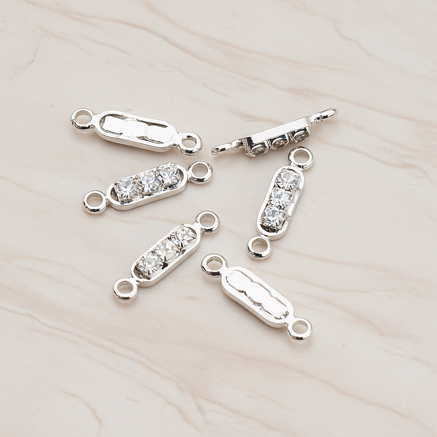Mini Cubic Zirconia Bar Pendant, 6 Pc on warm marble background (PD.673-01)