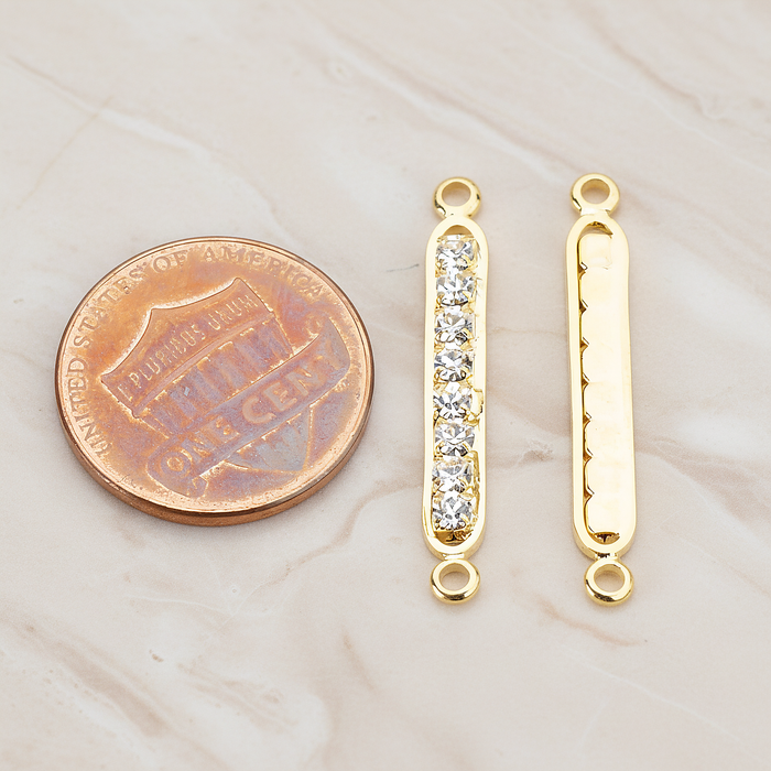 Long Cubic Zirconia Bar Pendant, 2 Pc on warm marble background (PD.673-02)