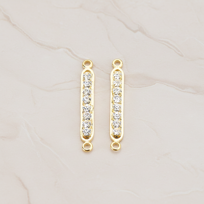 Long Cubic Zirconia Bar Pendant, 2 Pc on warm marble background (PD.673-02)