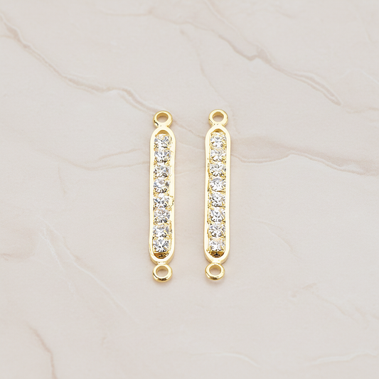 Long Cubic Zirconia Bar Pendant, 2 Pc on warm marble background (PD.673-02)