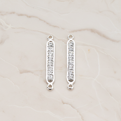 Long Cubic Zirconia Bar Pendant, 2 Pc on warm marble background (PD.673-02)