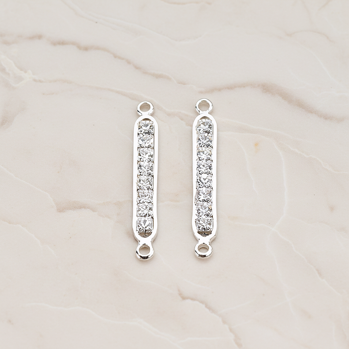 Long Cubic Zirconia Bar Pendant, 2 Pc on warm marble background (PD.673-02)